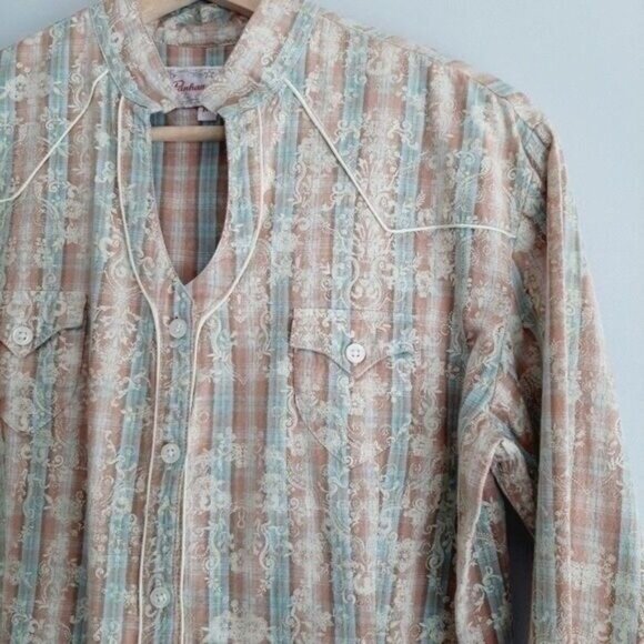 PANHANDLE SLIM | Western Floral Plaid Check Button Down Shirt Women's M - Picture 2 of 8